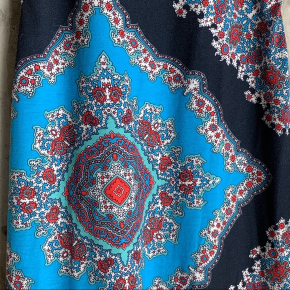 Turquoise and Black Print Dress - Picture 2 of 5